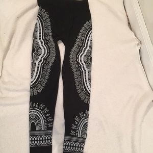 Black leggings with White Native American print